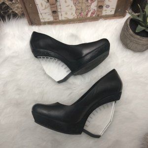 ALL SAINTS Ovid Lucite Perspex Wedge Heels Clear